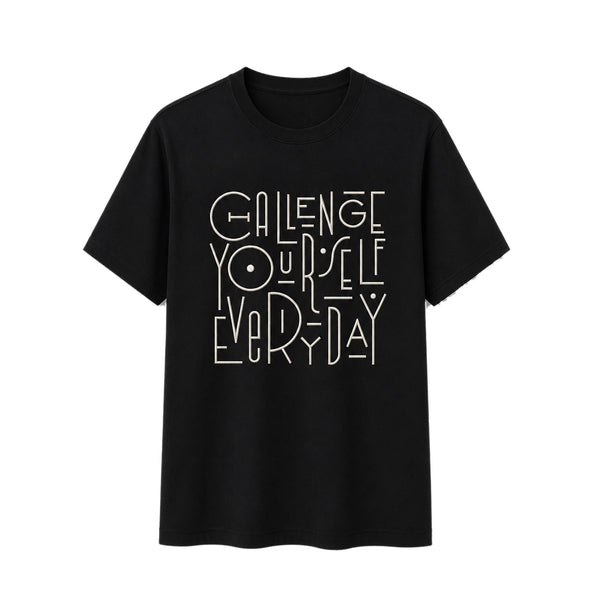 Example of custom name and text embroidery stitched on a cotton t-shirt