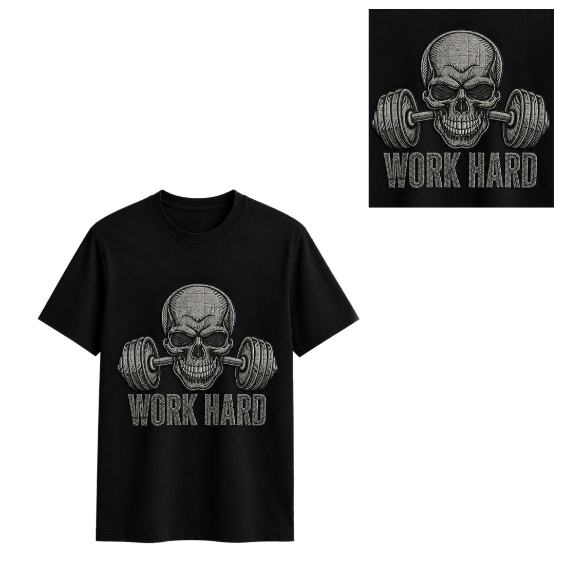 Deadlift Skeleton Embroidered T-Shirt