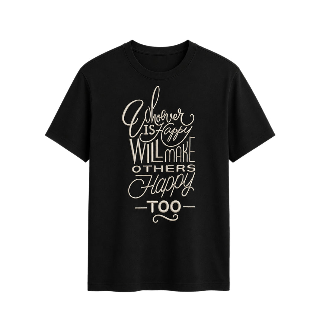 Happy Quote Script Embroidered T-Shirt