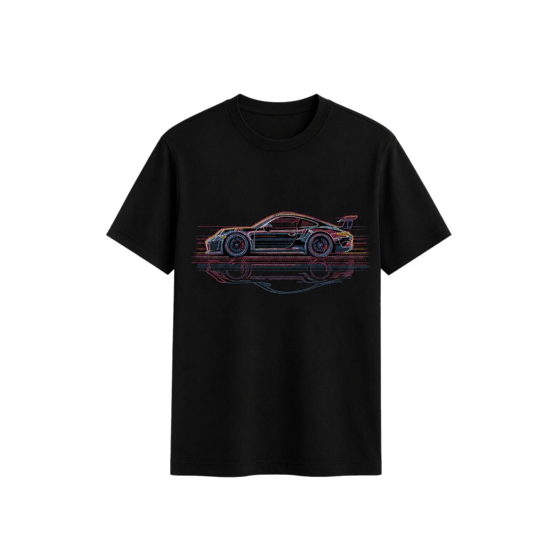 Retro Synthwave Sports Car Embroidered T-Shirt