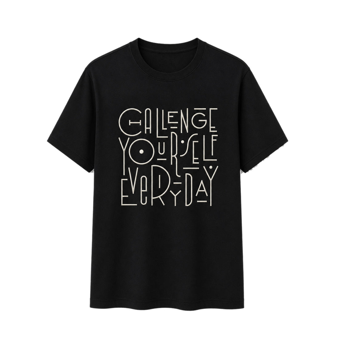 Example of custom name and text embroidery stitched on a cotton t-shirt